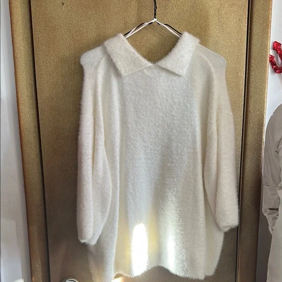 White Fuzzy Sweater - Picture 3 of 4